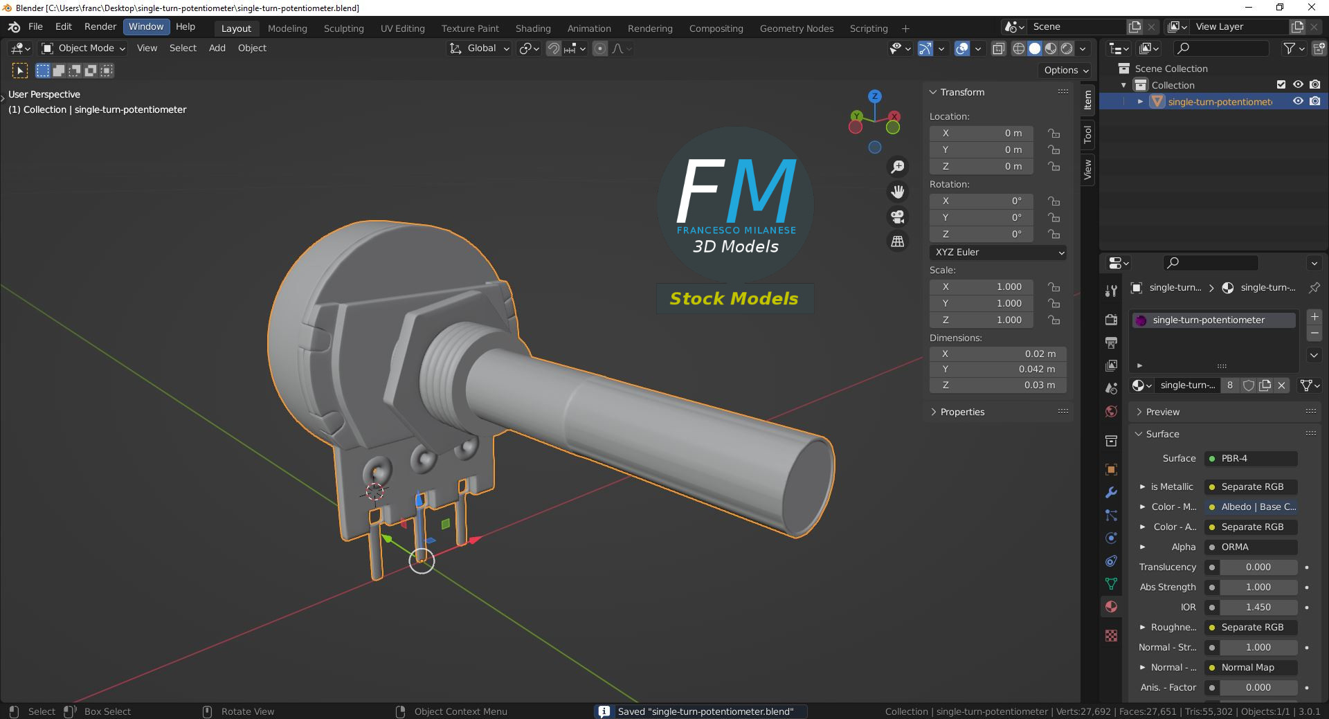 3D-Modell - Einfach-Drehpotentiometer - 09