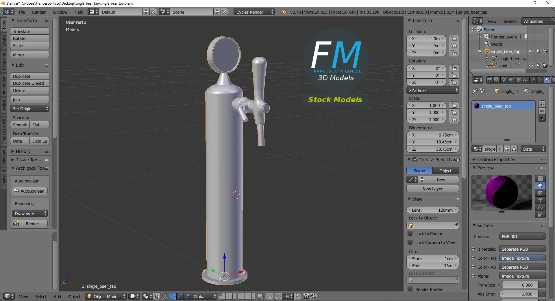 3D-Modell - Einzelner Bierzapfhahn - 09