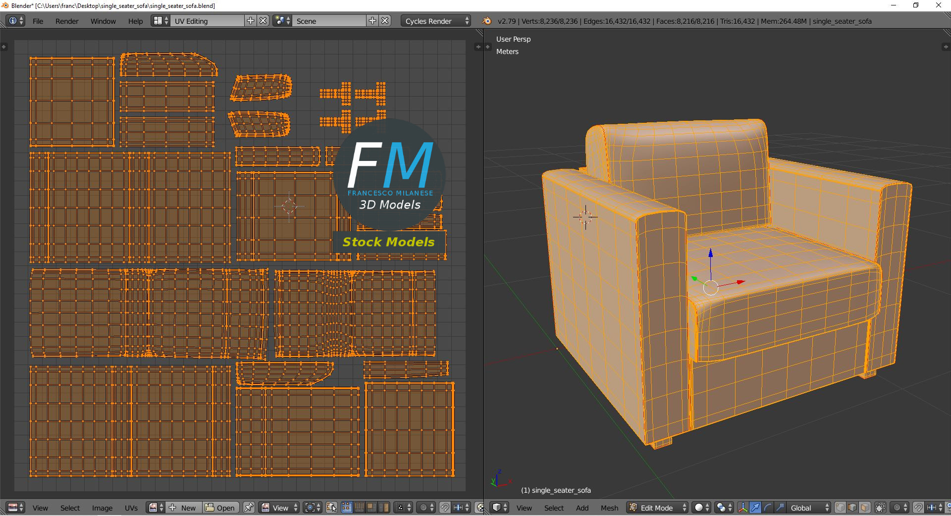 3D-Modell - Einsitzer-Sofa - 10