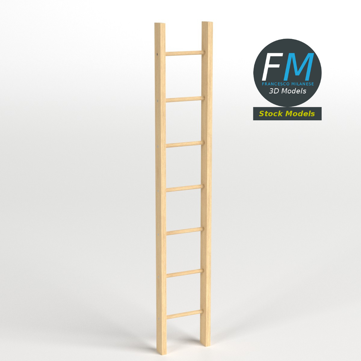 3D-Modell - Gerade Holzleiter - 01