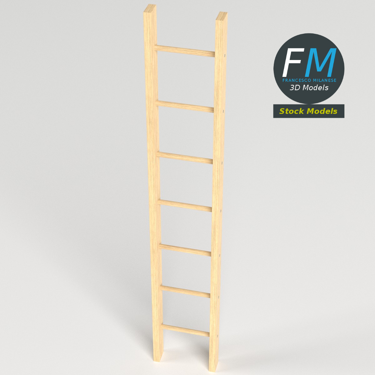 3D-Modell - Gerade Holzleiter - 02