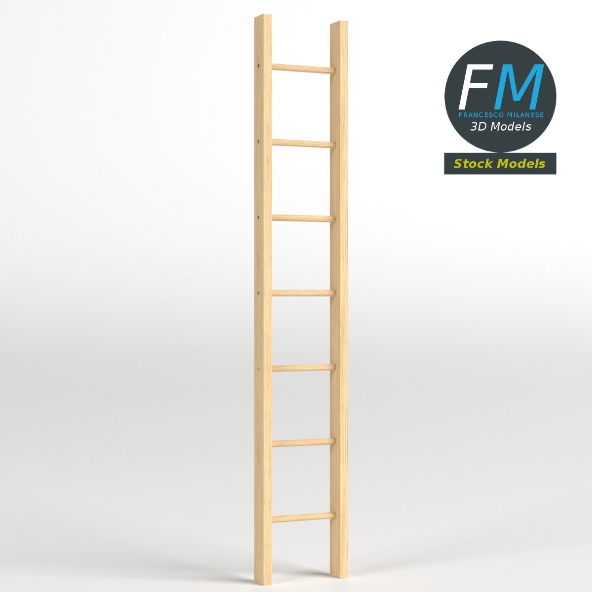 3D-Modell - Gerade Holzleiter - 03