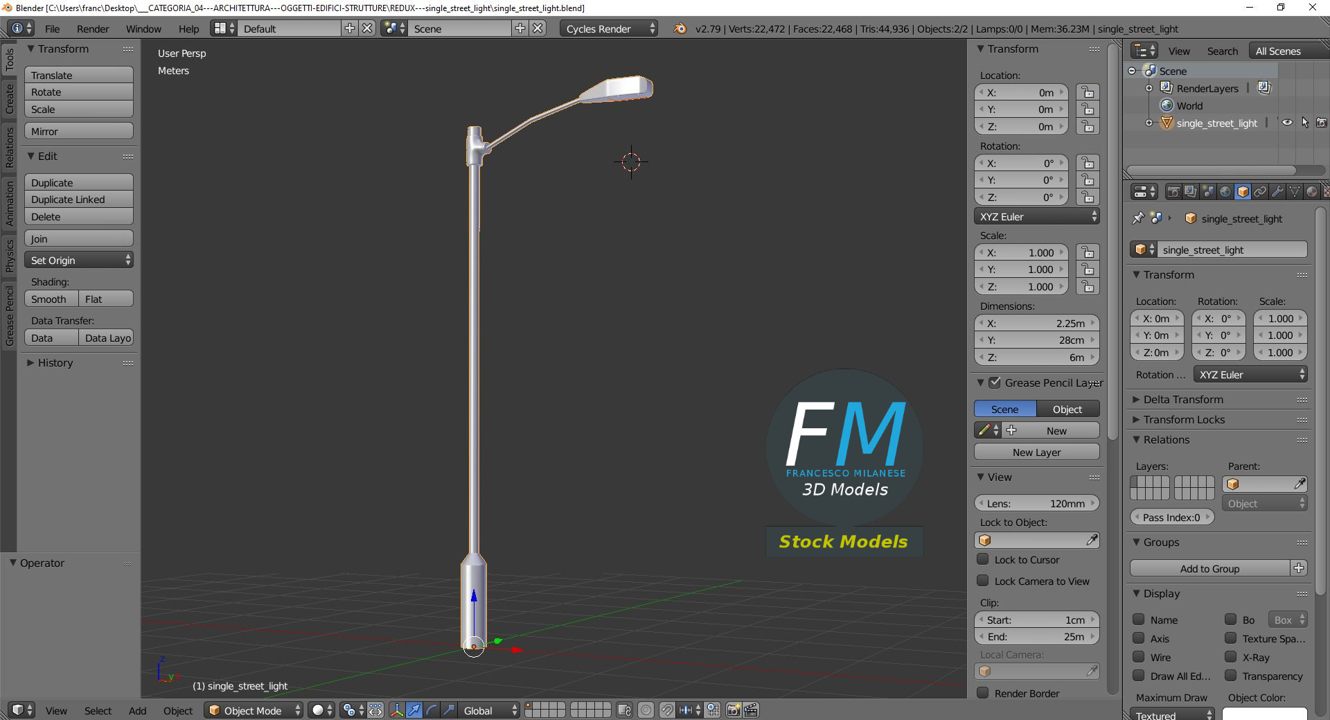 3D-Modell - Einzelne Straßenlaterne - 09