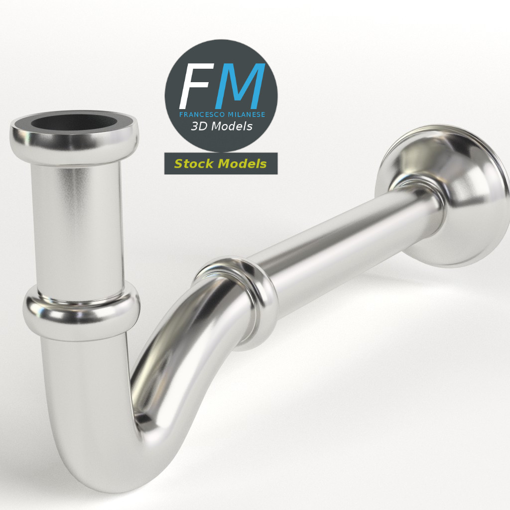 3D-Modell - Waschbecken-Siphon - 01