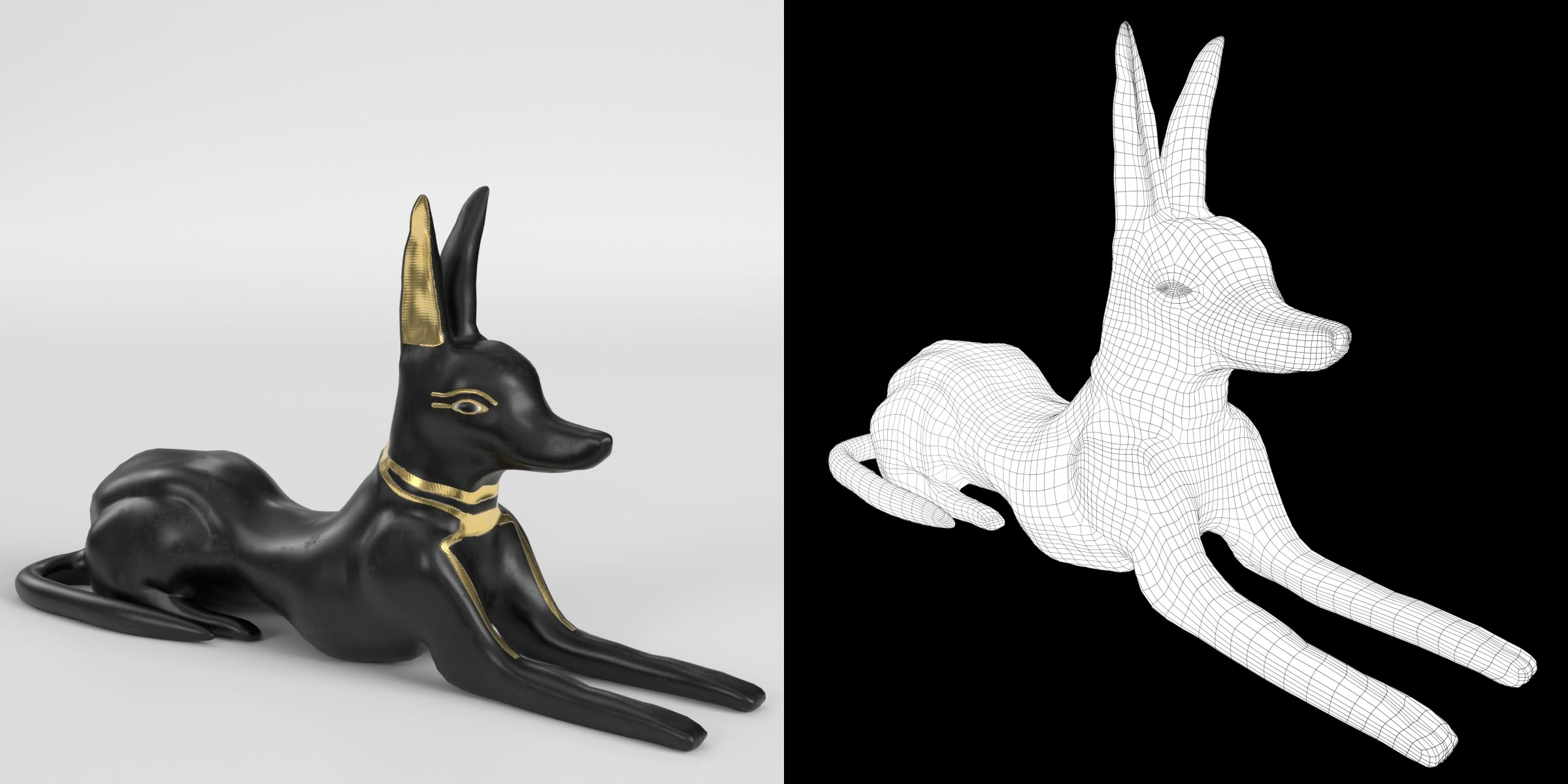 3D-Modell - Sitzende Anubis-Statue