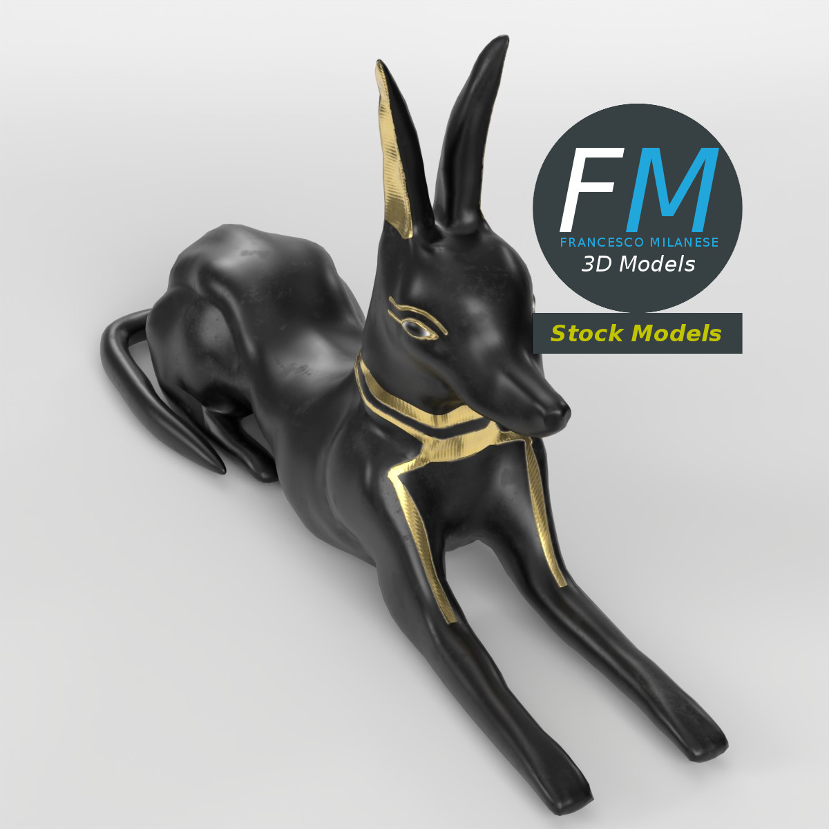 3D-Modell - Sitzende Anubis-Statue - 02