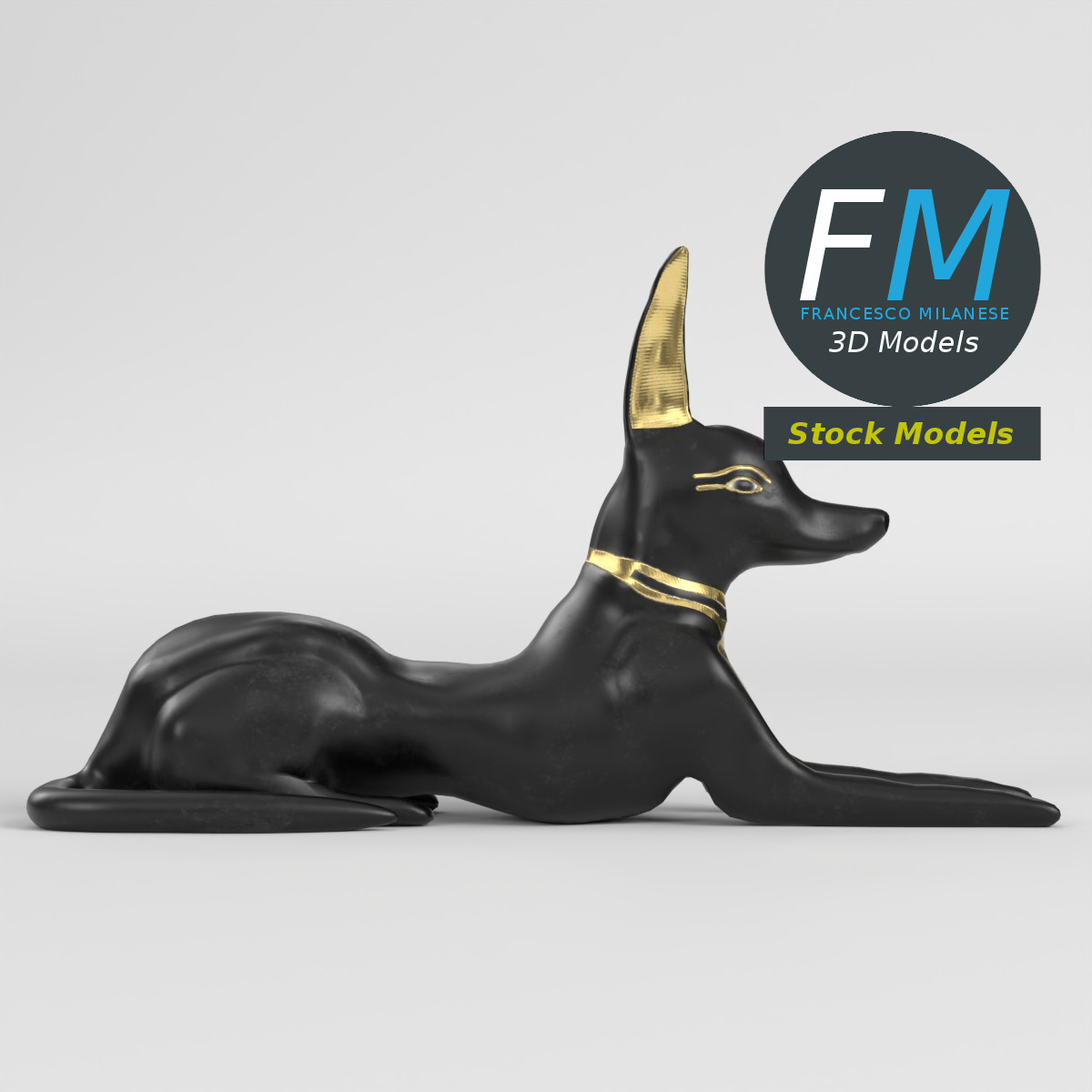 3D-Modell - Sitzende Anubis-Statue - 03