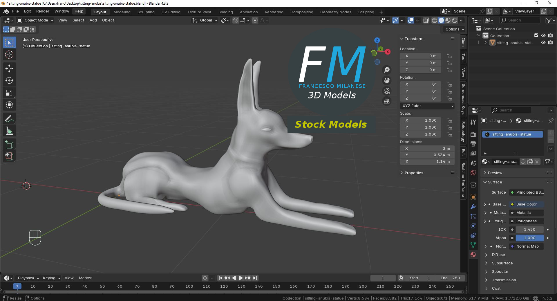 3D-Modell - Sitzende Anubis-Statue - 09