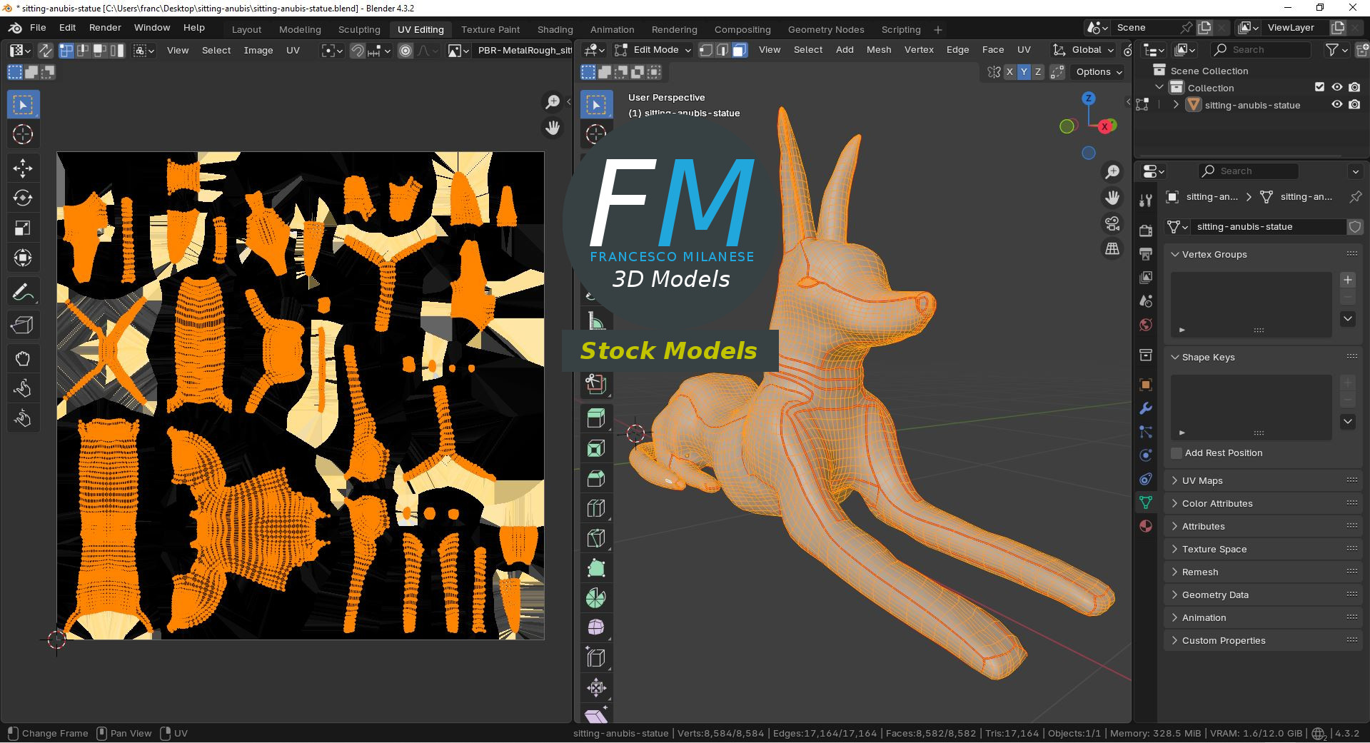 3D-Modell - Sitzende Anubis-Statue - 10