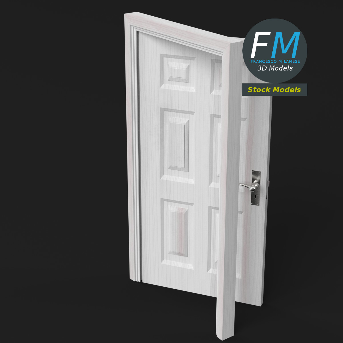 3D-Modell - Tür mit Sechs Erhabenen Füllungen - 05
