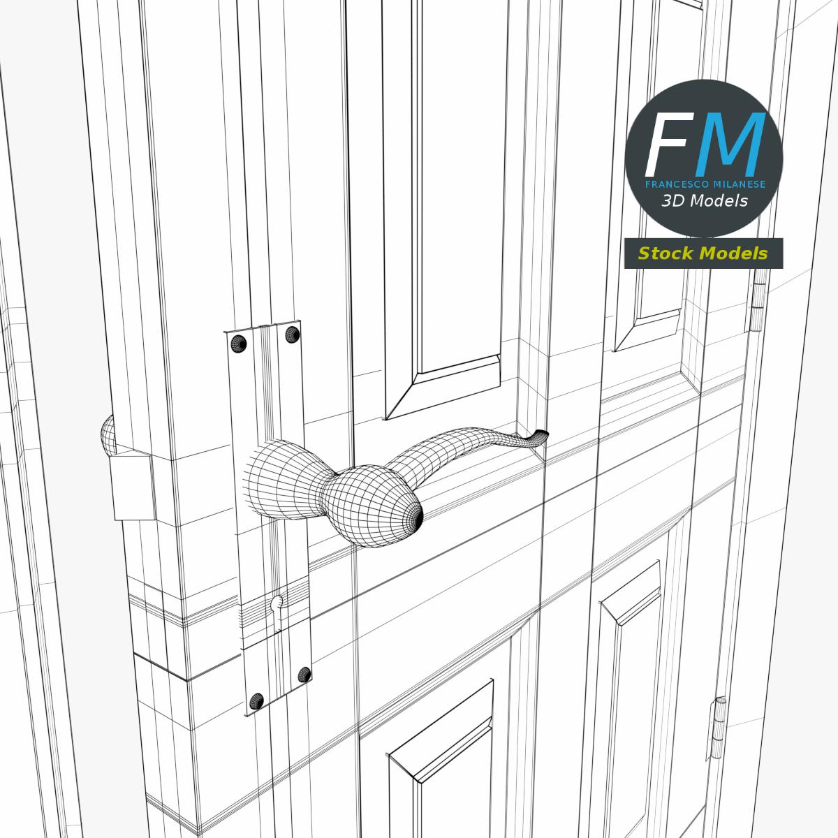 3D-Modell - Tür mit Sechs Erhabenen Füllungen - 08