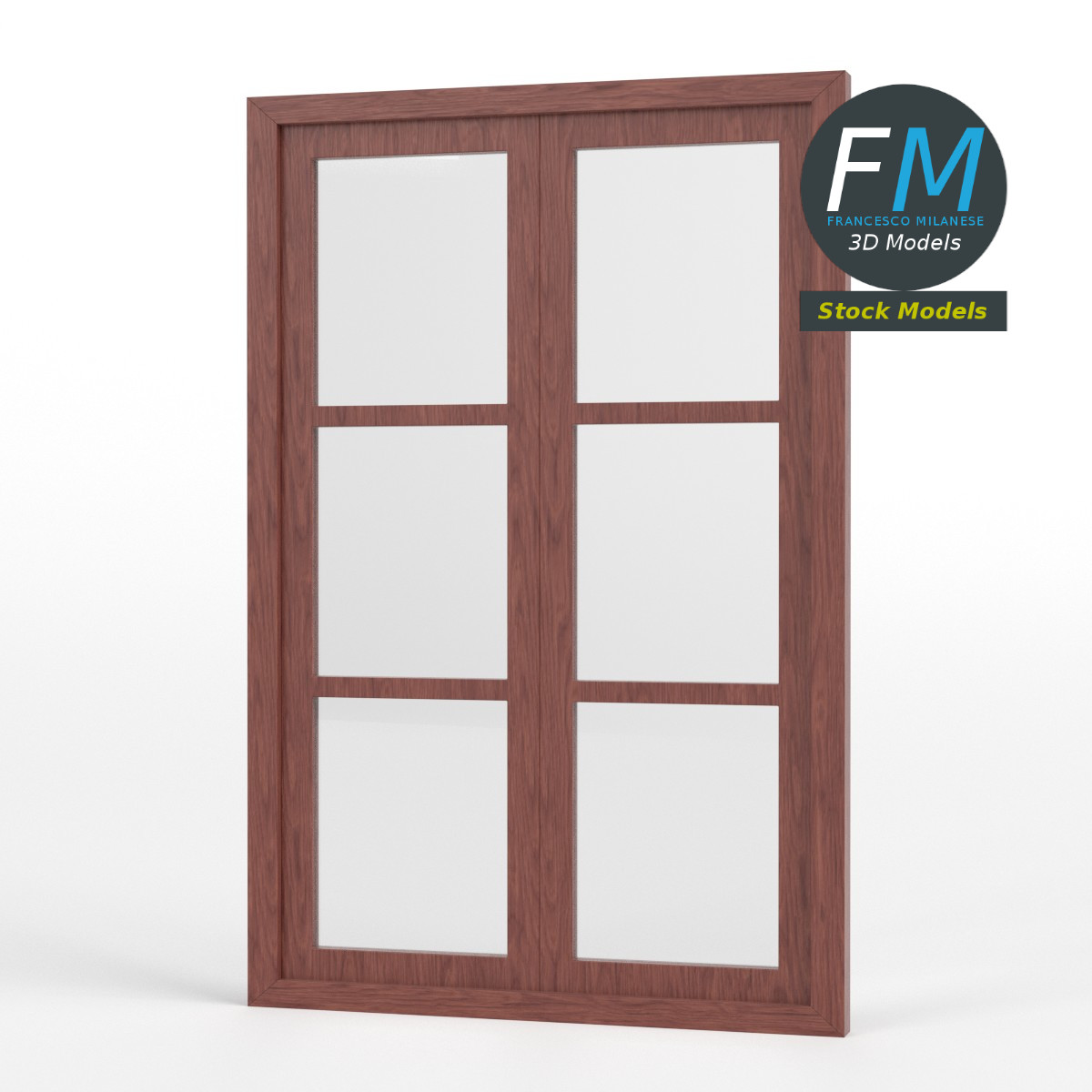 3D-Modell - Doppelfenster mit Sechs Feldern - 01