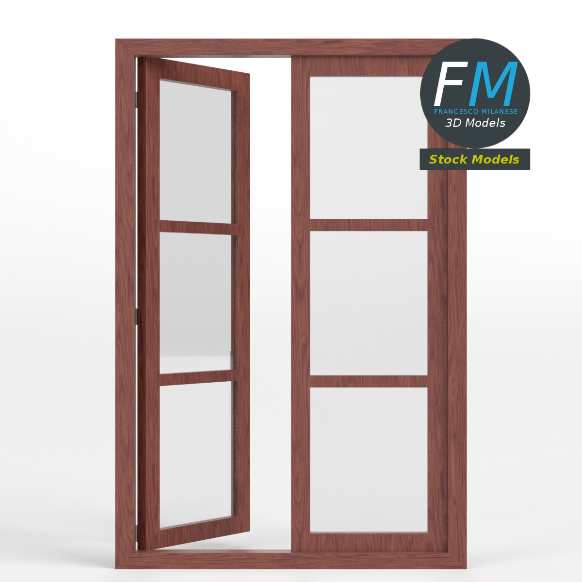 3D-Modell - Doppelfenster mit Sechs Feldern - 03