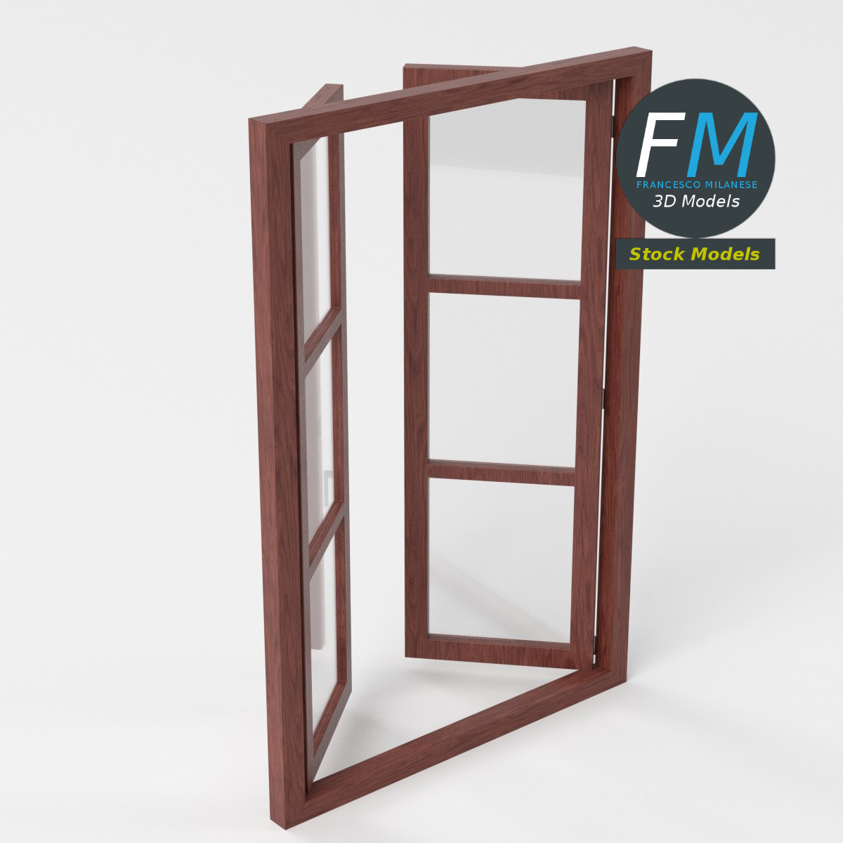3D-Modell - Doppelfenster mit Sechs Feldern - 05
