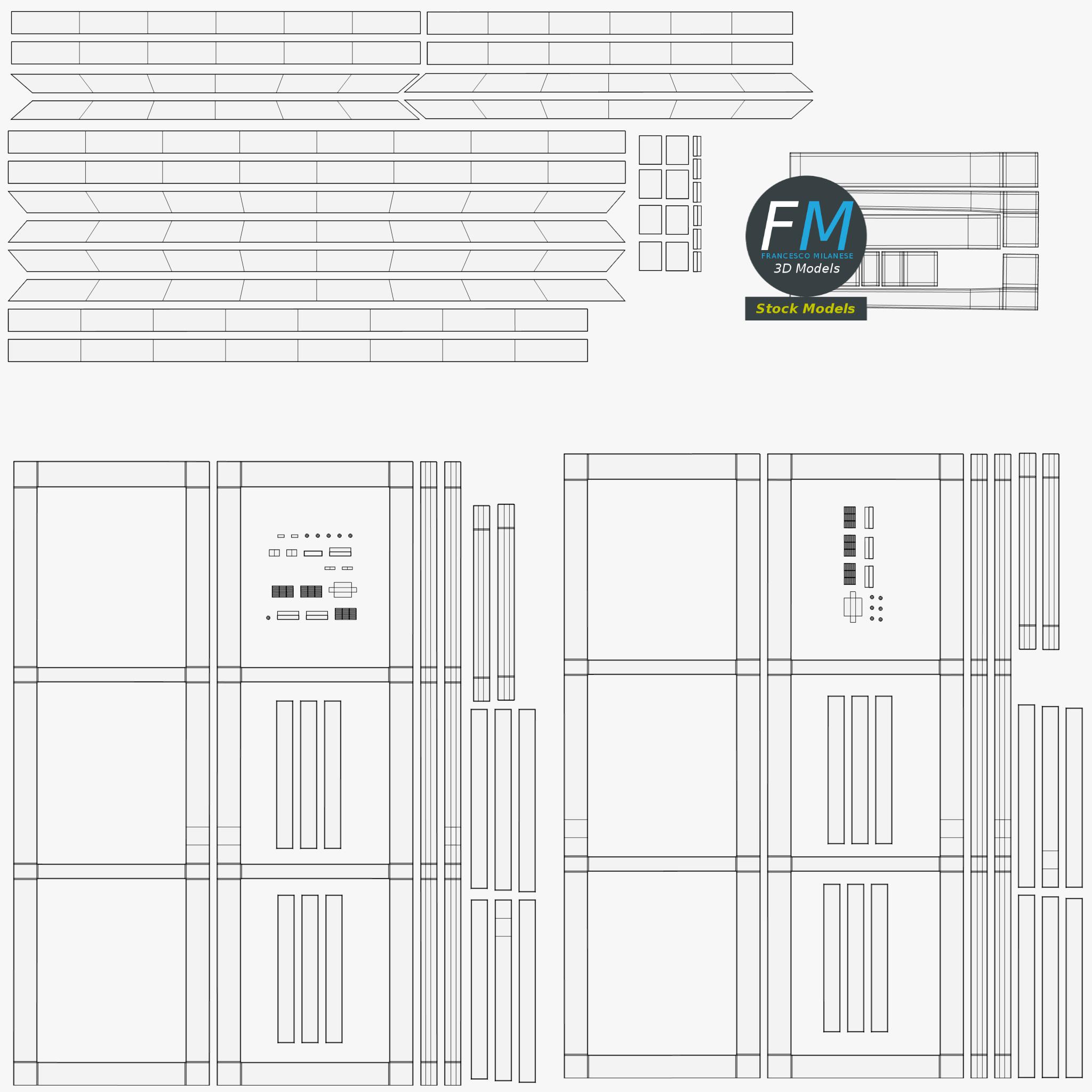 3D-Modell - Doppelfenster mit Sechs Feldern - 11
