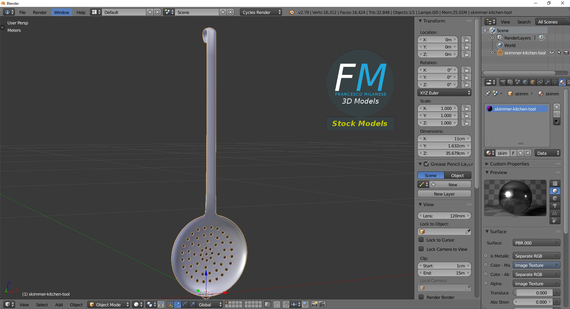 3D-Modell - Küchenschaumlöffel - 09