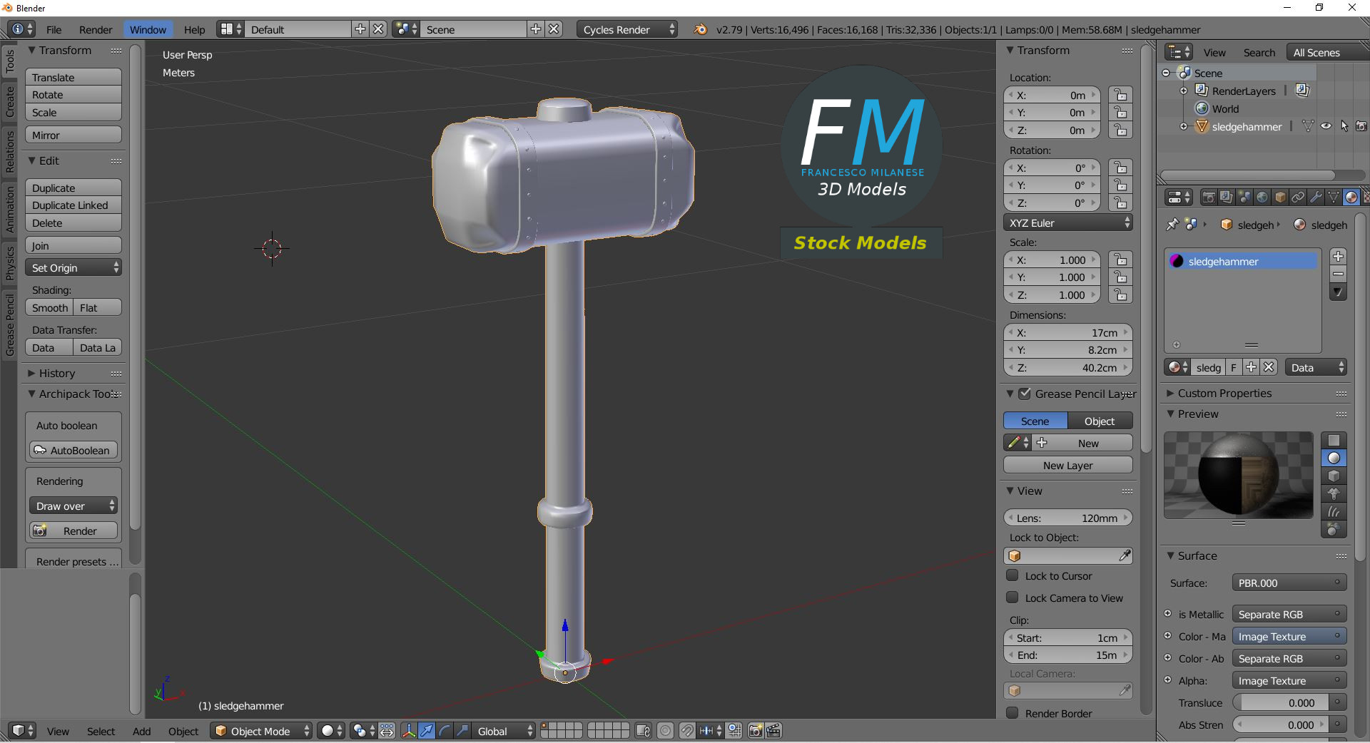 3D-Modell - Schwerer Vorschlaghammer - 09