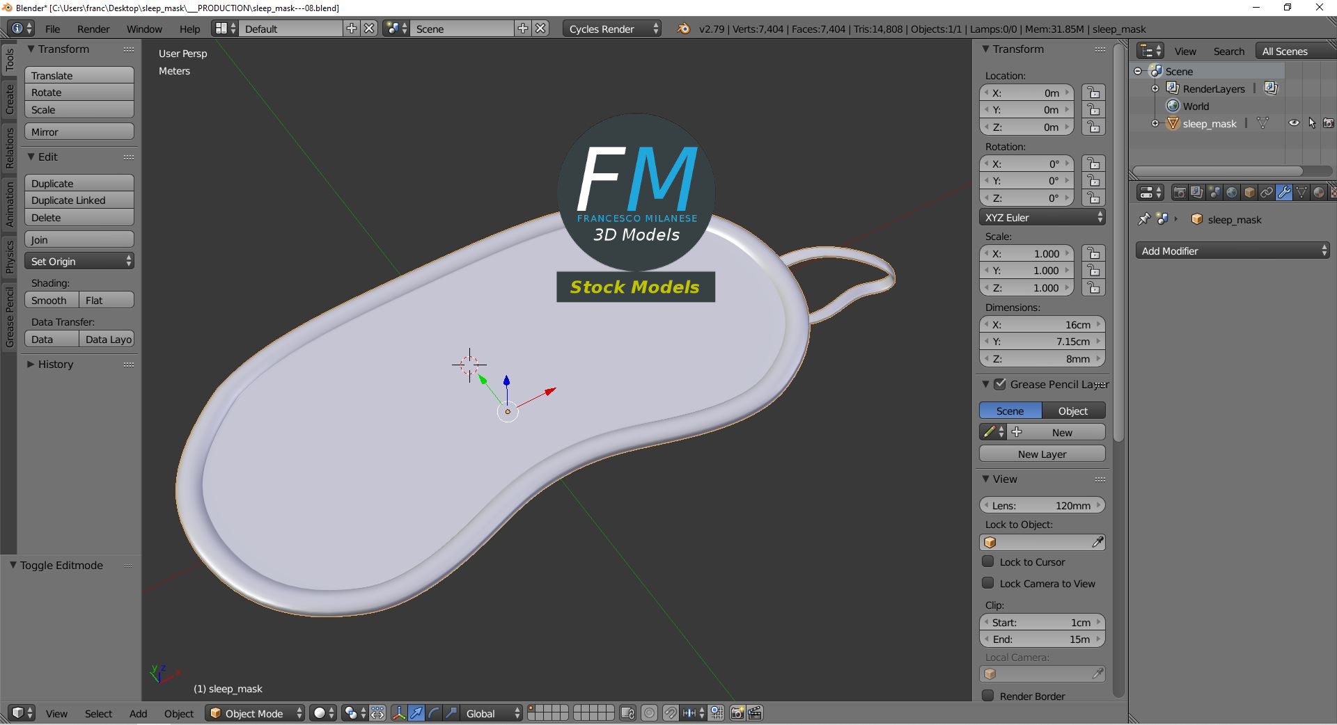 3D-Modell - Schlafmaske - 09