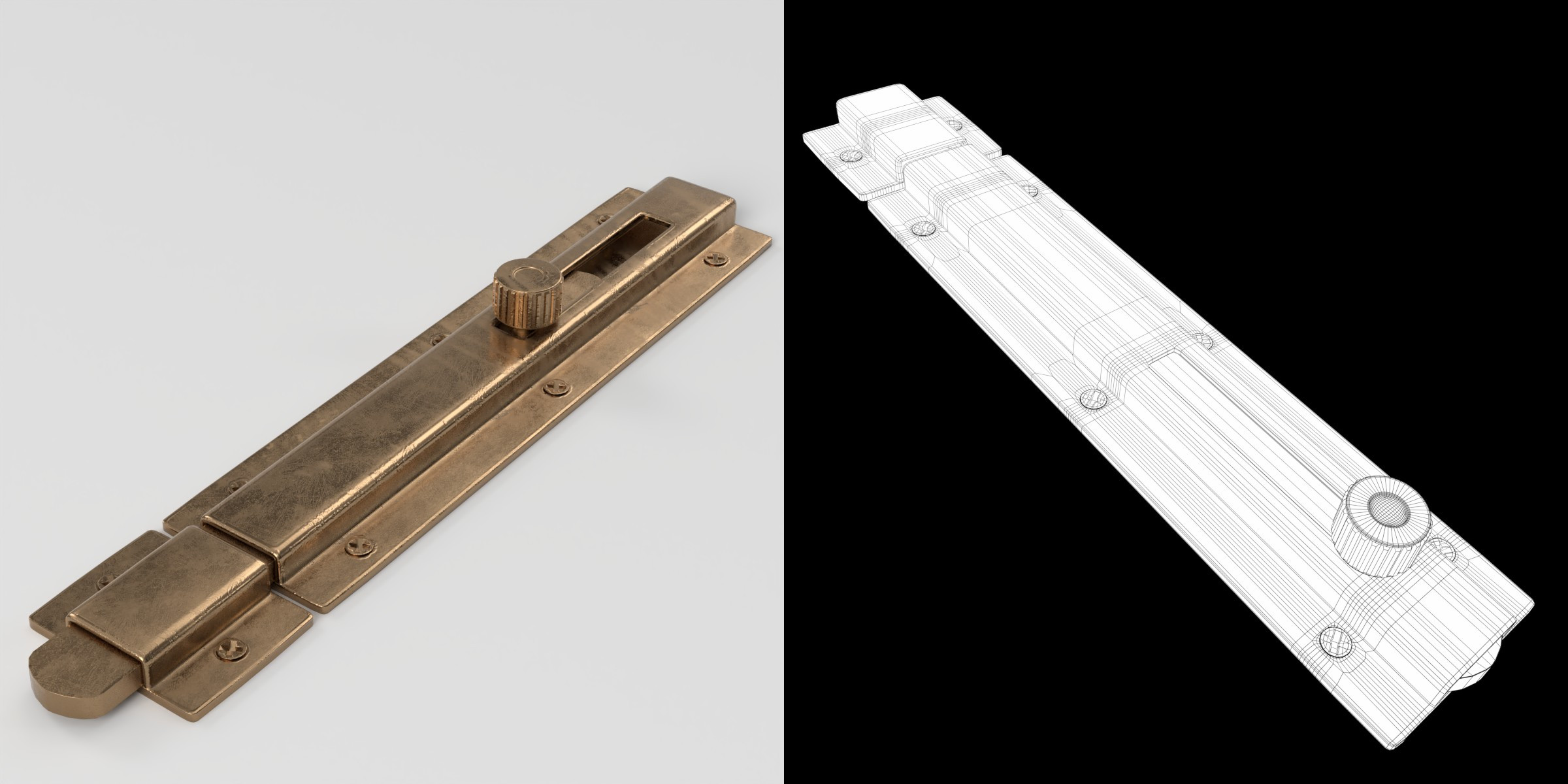 3D-Modell - Türschubriegel mit Knauf