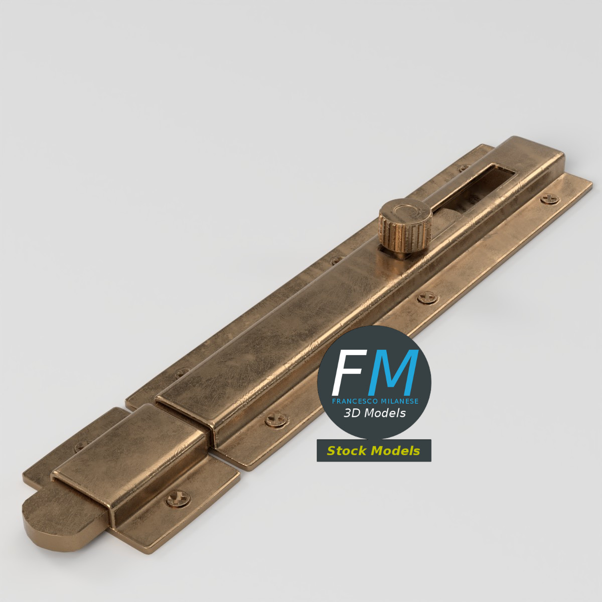 3D-Modell - Türschubriegel mit Knauf - 01