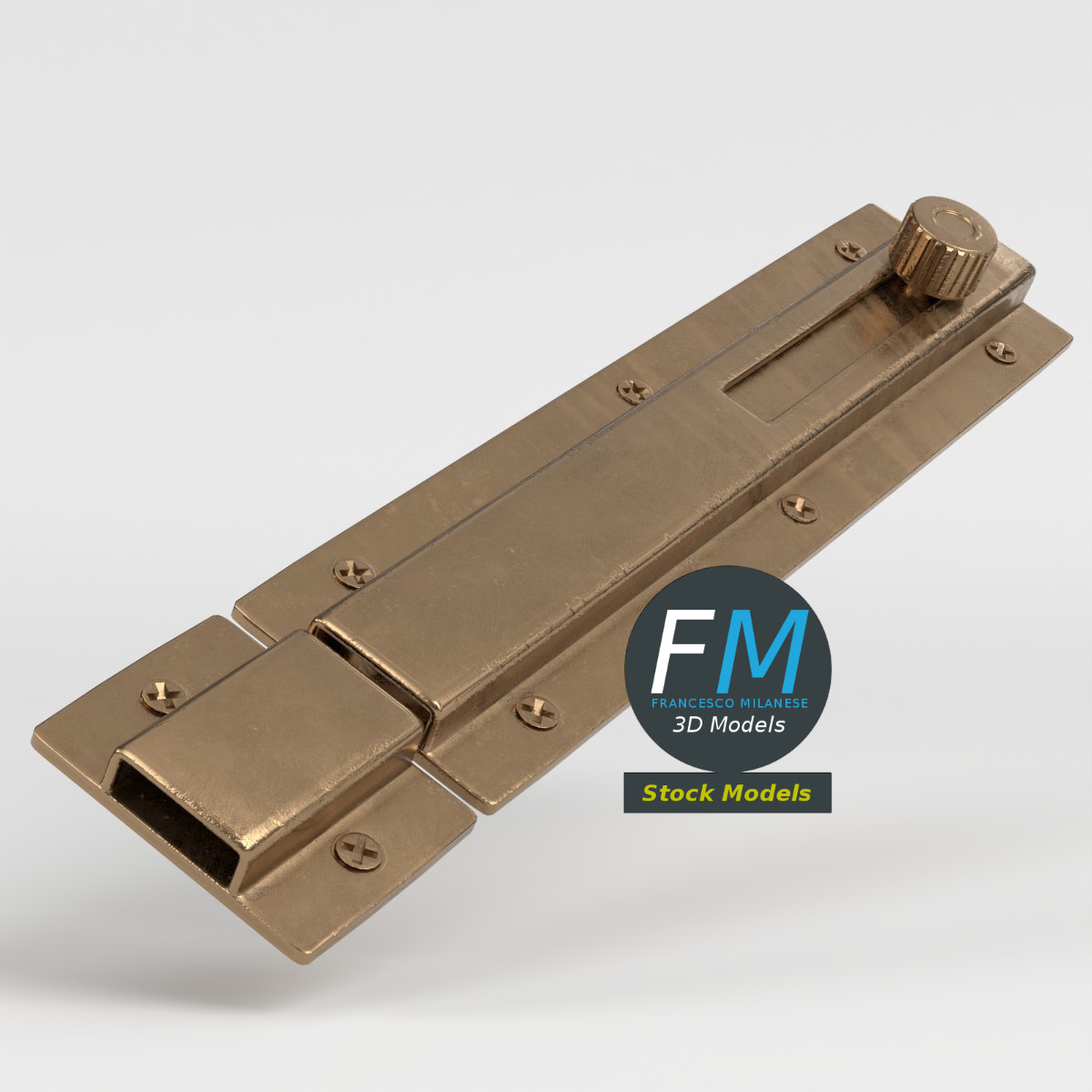 3D-Modell - Türschubriegel mit Knauf - 04