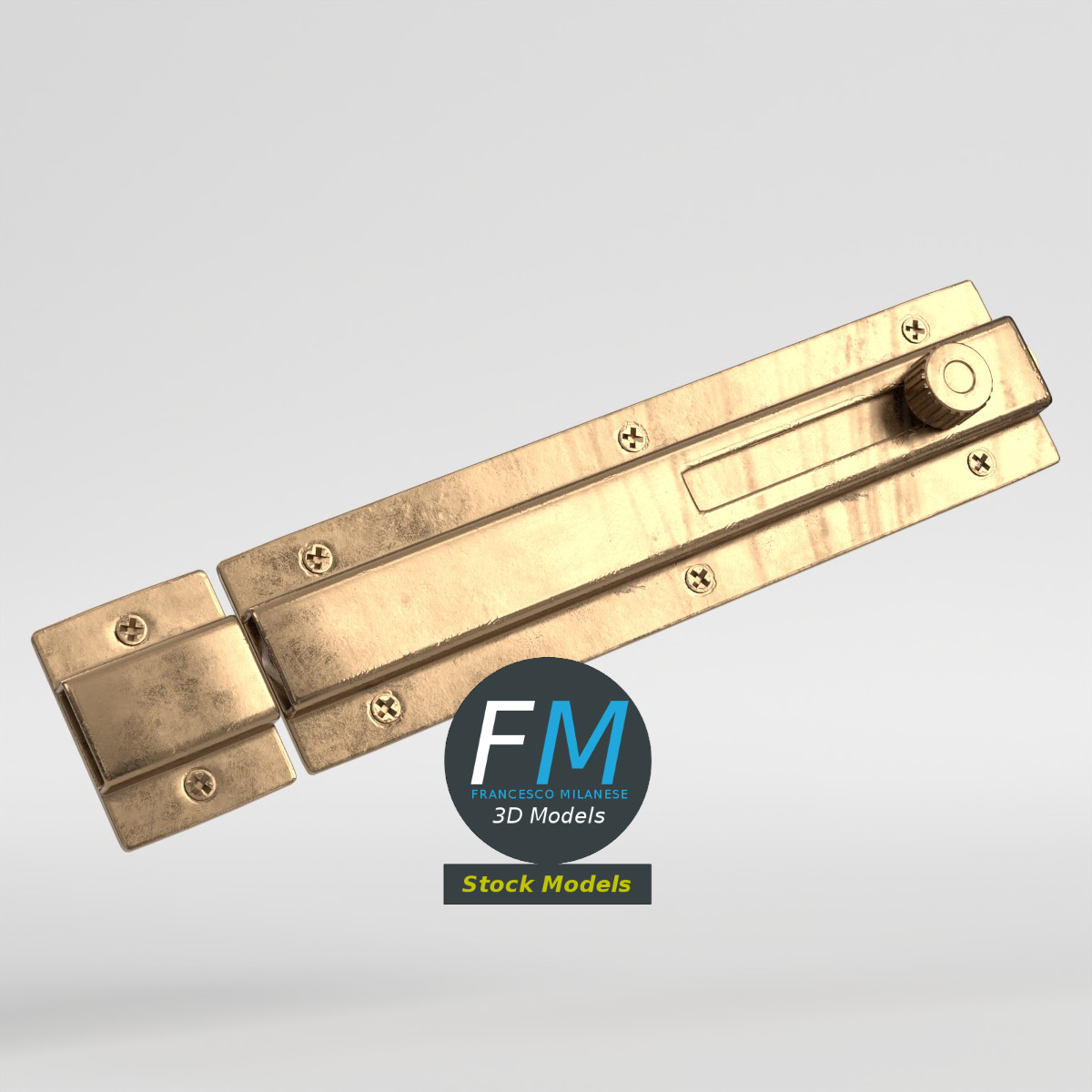 3D-Modell - Türschubriegel mit Knauf - 05