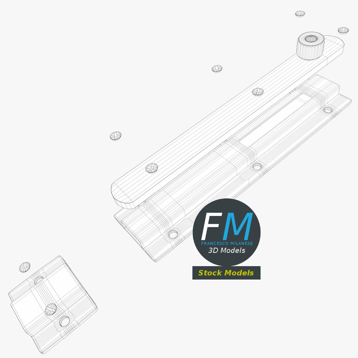 3D-Modell - Türschubriegel mit Knauf - 08