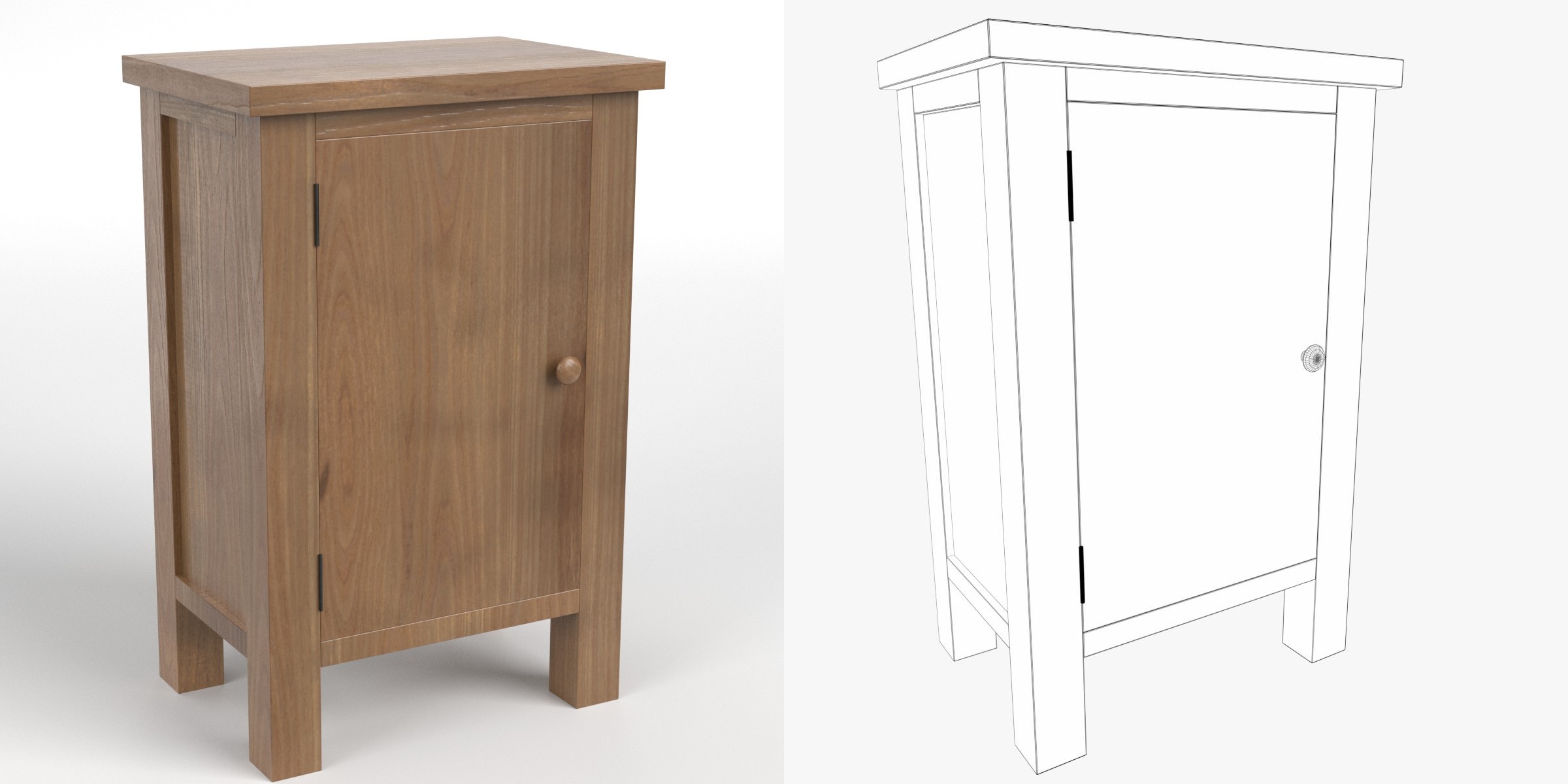 3D-Modell - Kleiner eintüriger Schrank