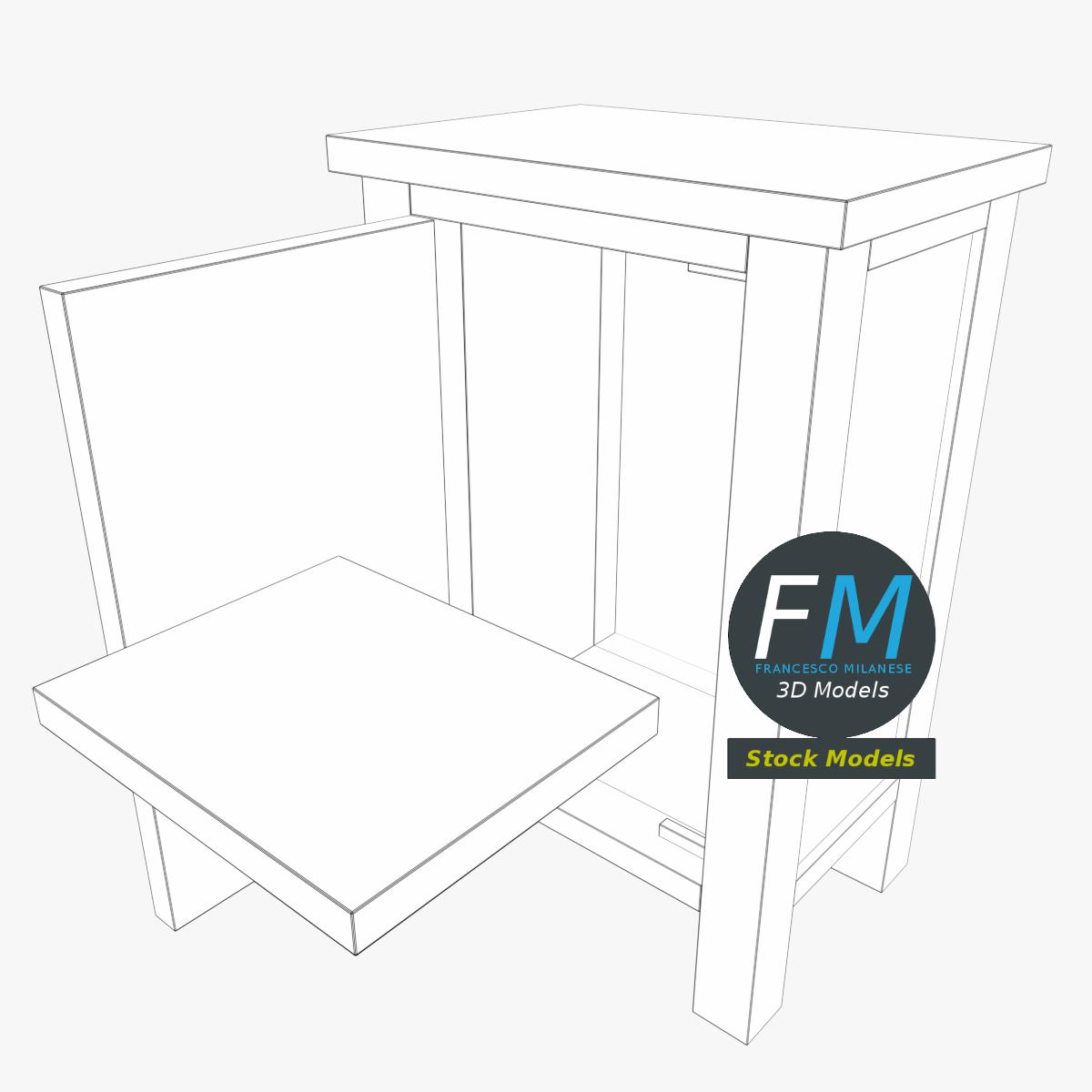 3D-Modell - Kleiner eintüriger Schrank - 08
