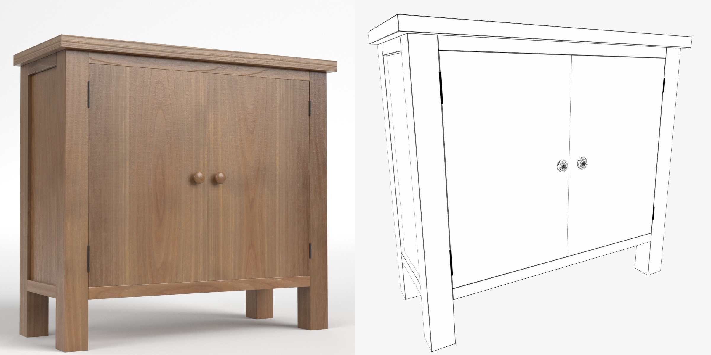 3D-Modell - Kleiner zweitüriger Schrank