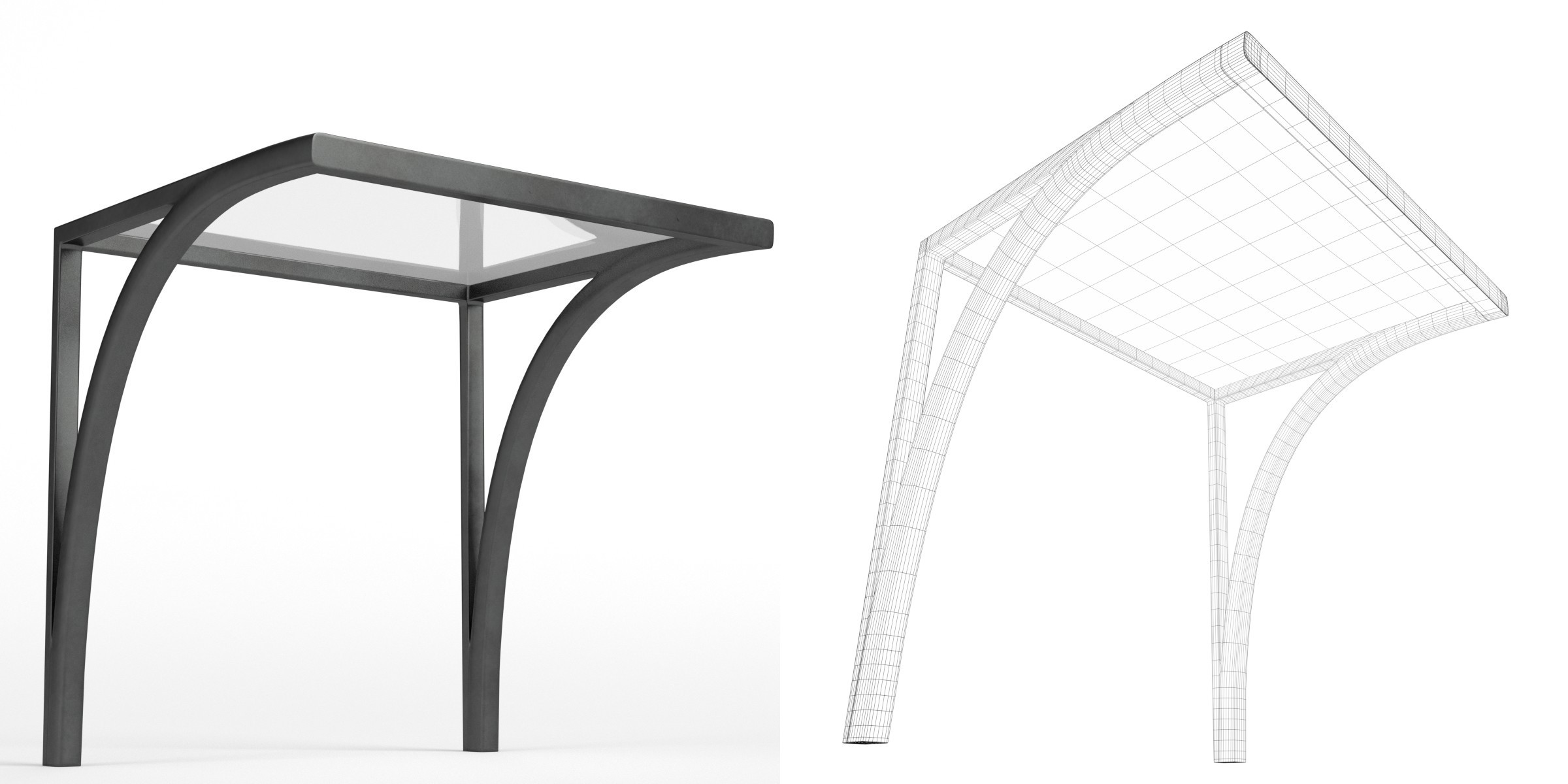3D-Modell - Kleines Metallvordach
