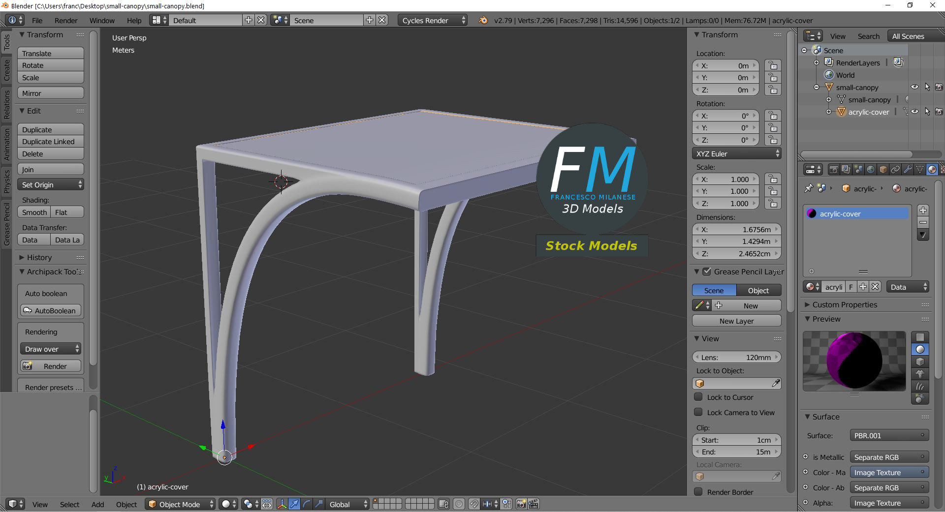 3D-Modell - Kleines Metallvordach - 09