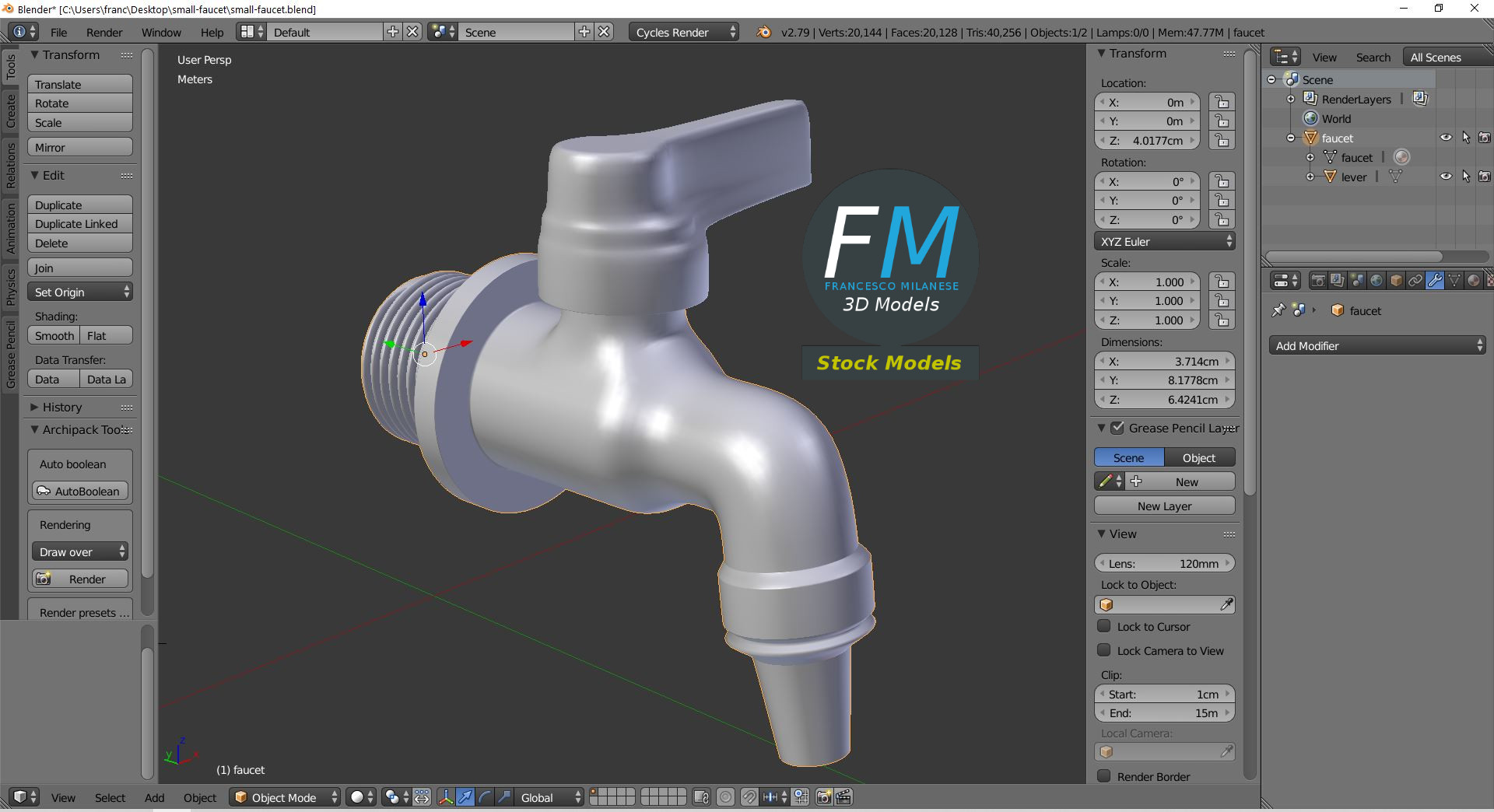 3D-Modell - Kleiner Wasserhahn - 09