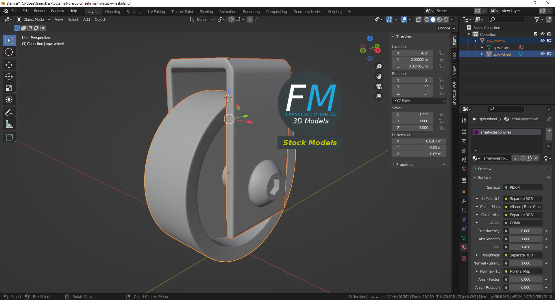 3D-Modell - Kleines Kunststoffrad - 09