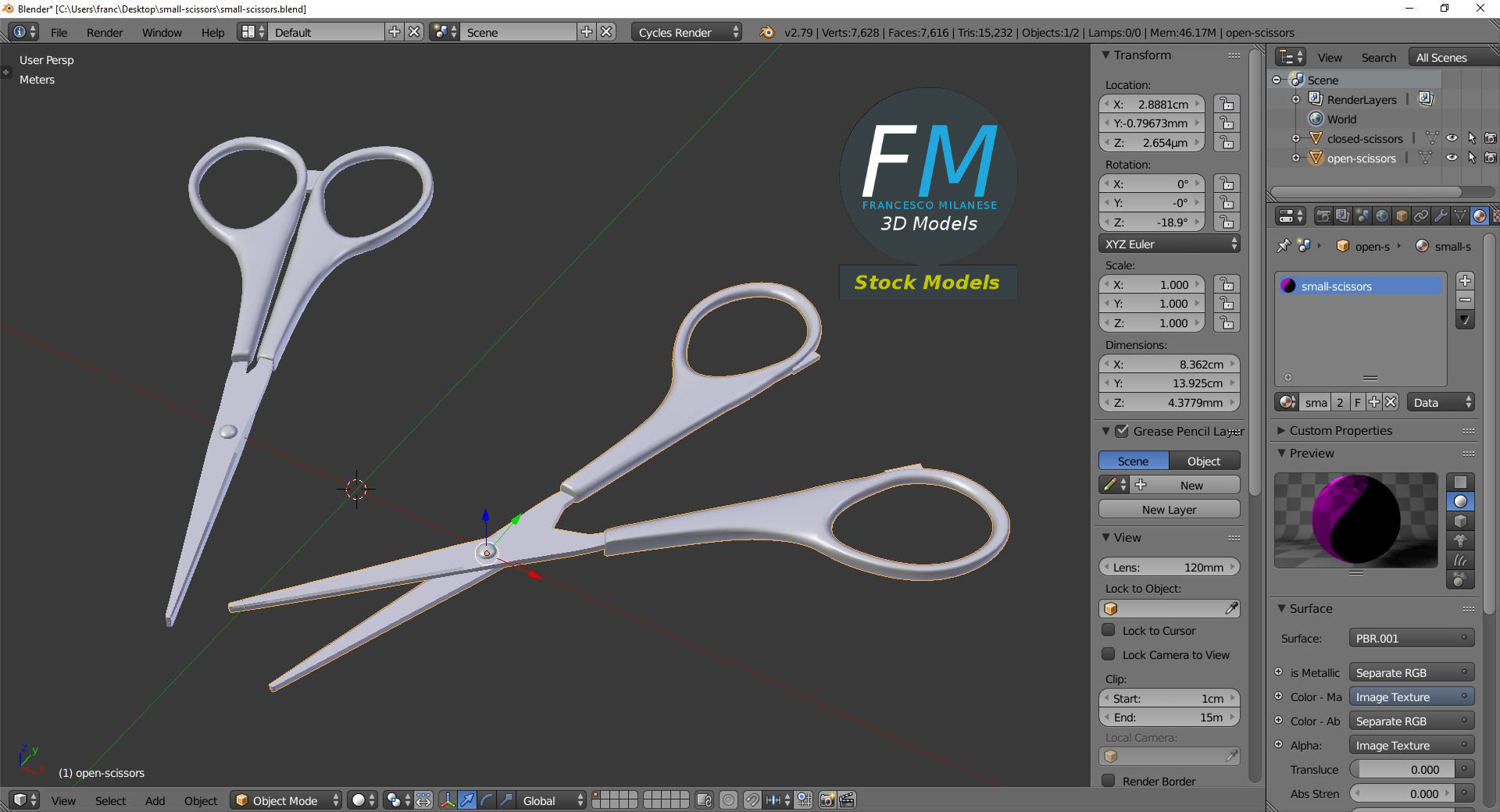 3D-Modell - Kleine Schere - 09