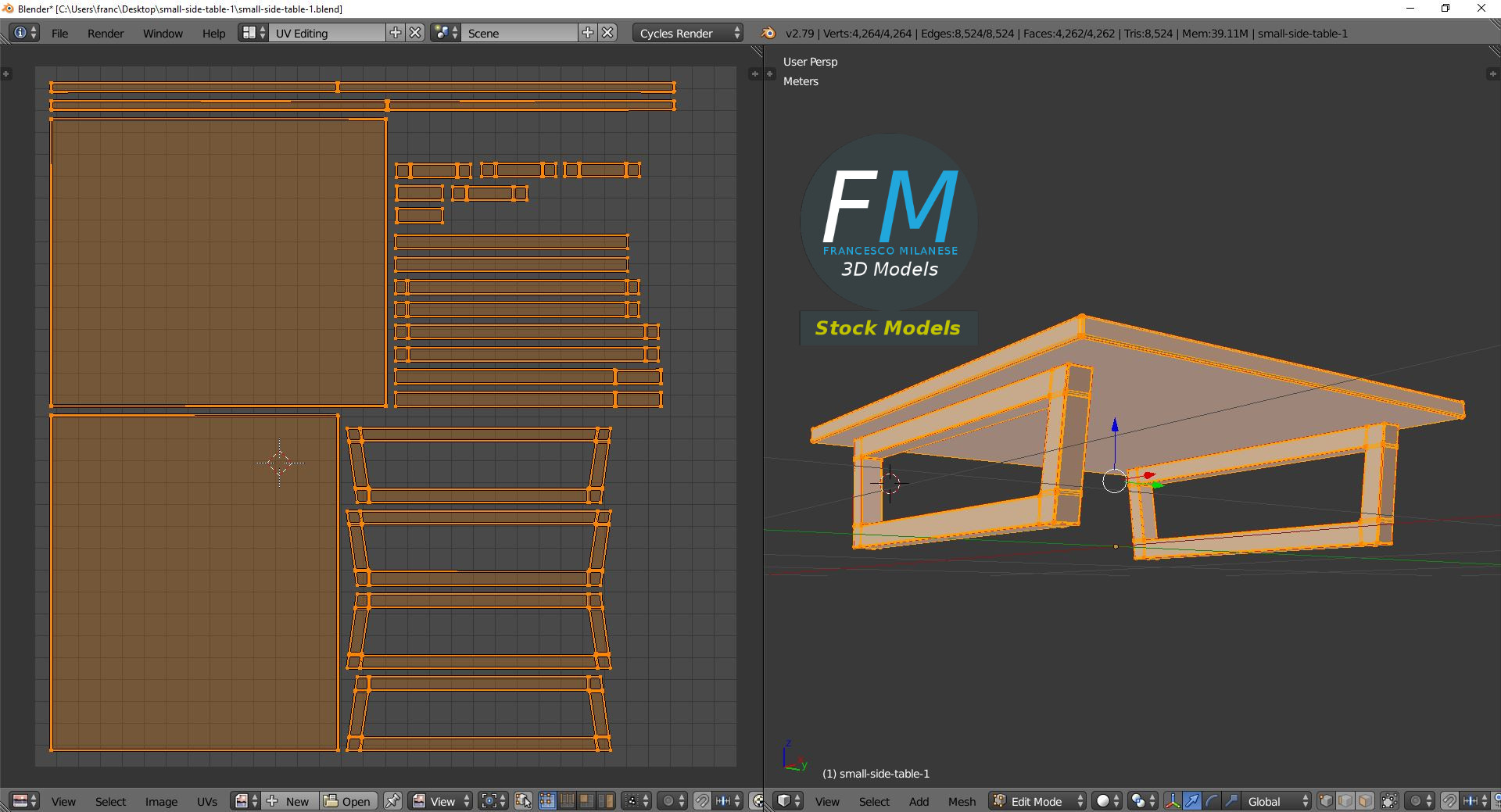 3D-Modell - Kleiner Beistelltisch - 10