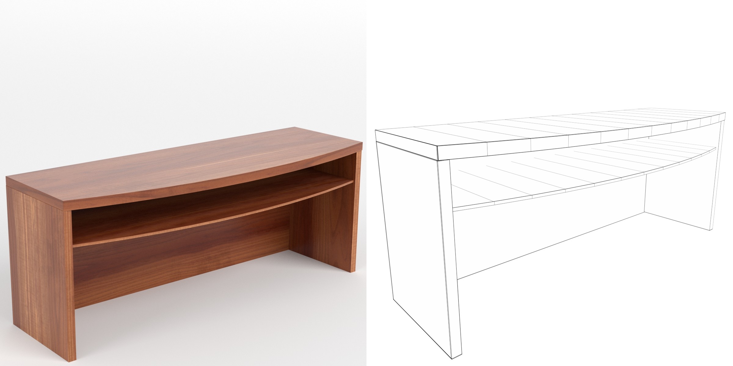 3D-Modell - Kleiner Beistelltisch mit Ablage