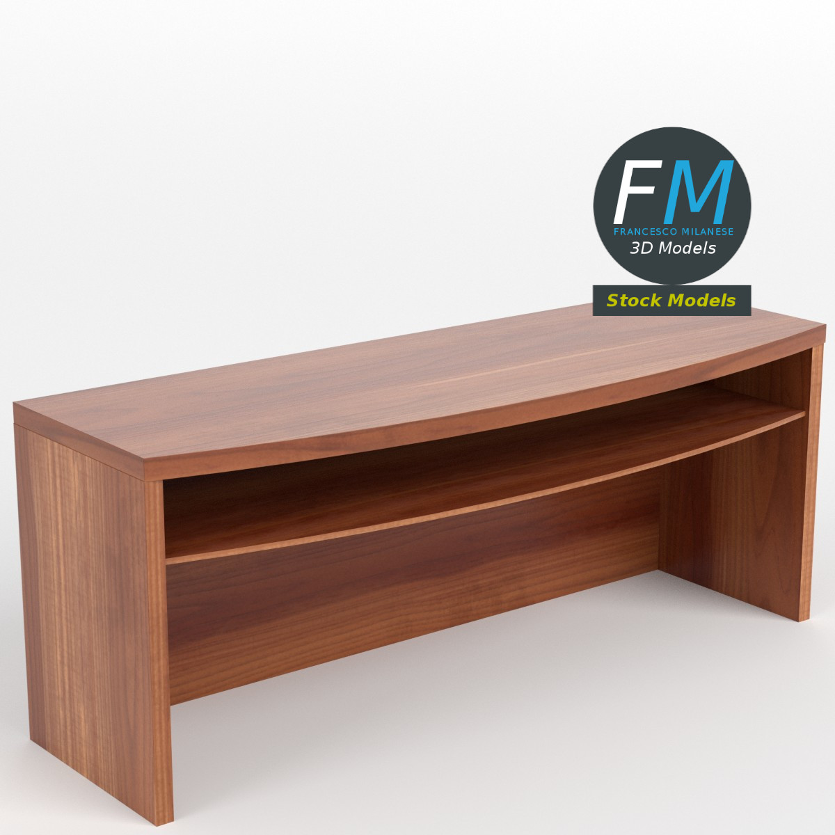 3D-Modell - Kleiner Beistelltisch mit Ablage - 01