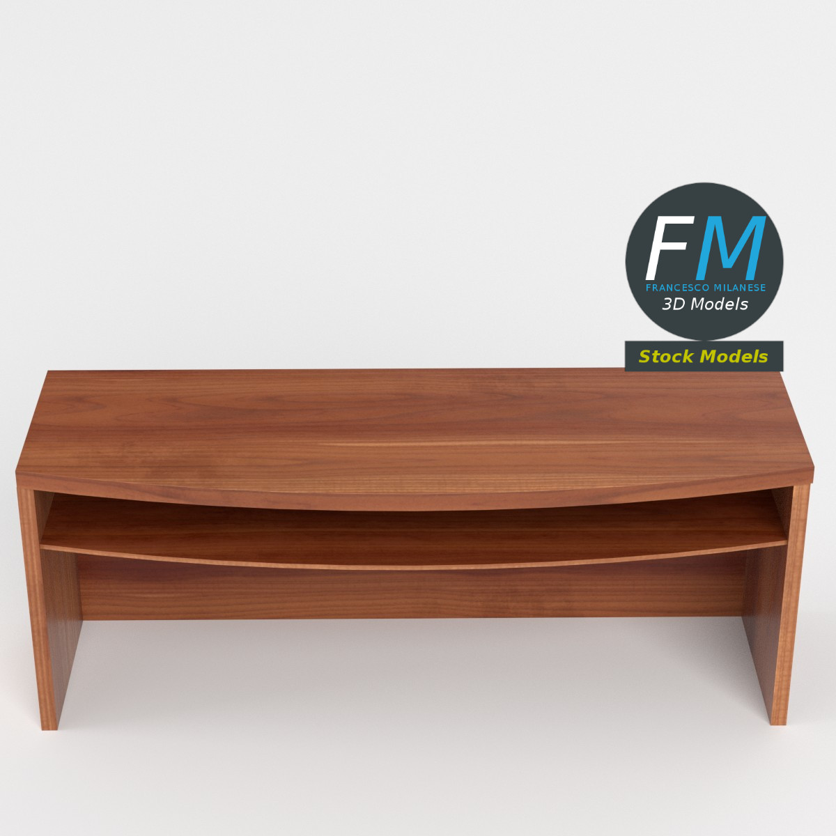 3D-Modell - Kleiner Beistelltisch mit Ablage - 02