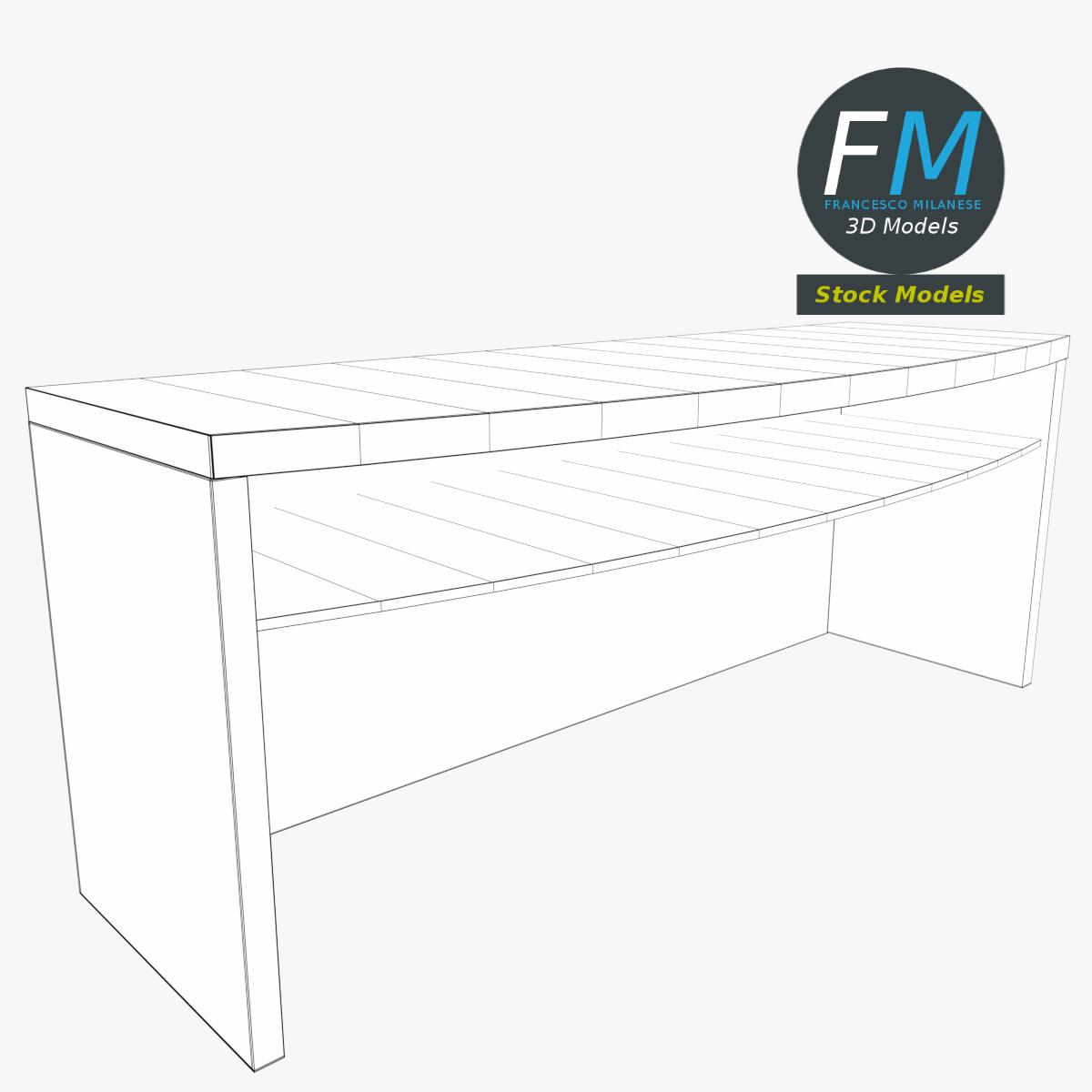 3D-Modell - Kleiner Beistelltisch mit Ablage - 07