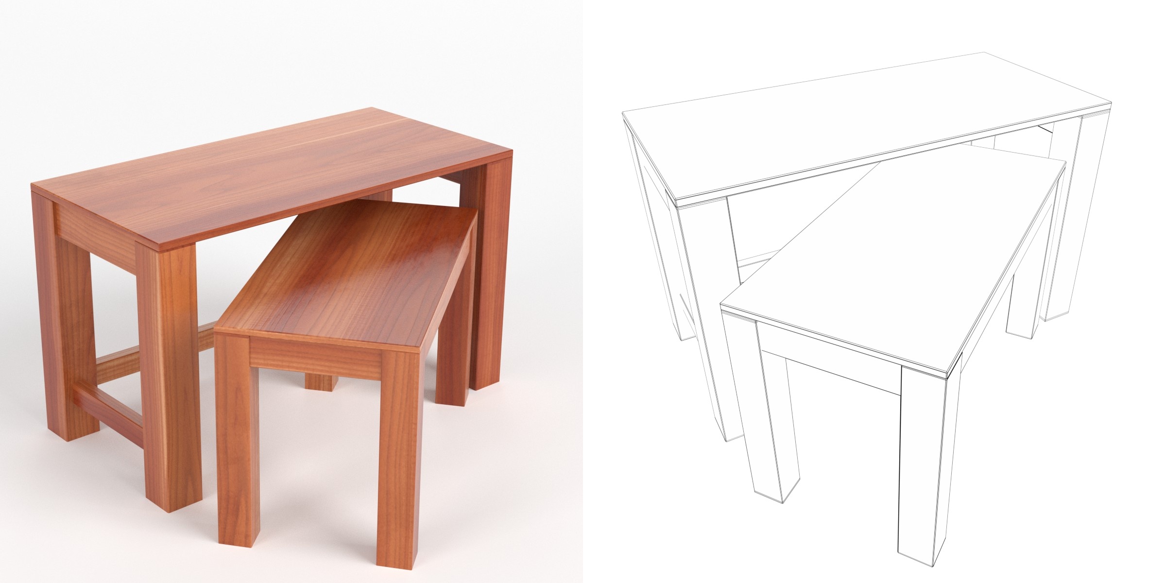 3D-Modell - Kleine Beistelltische
