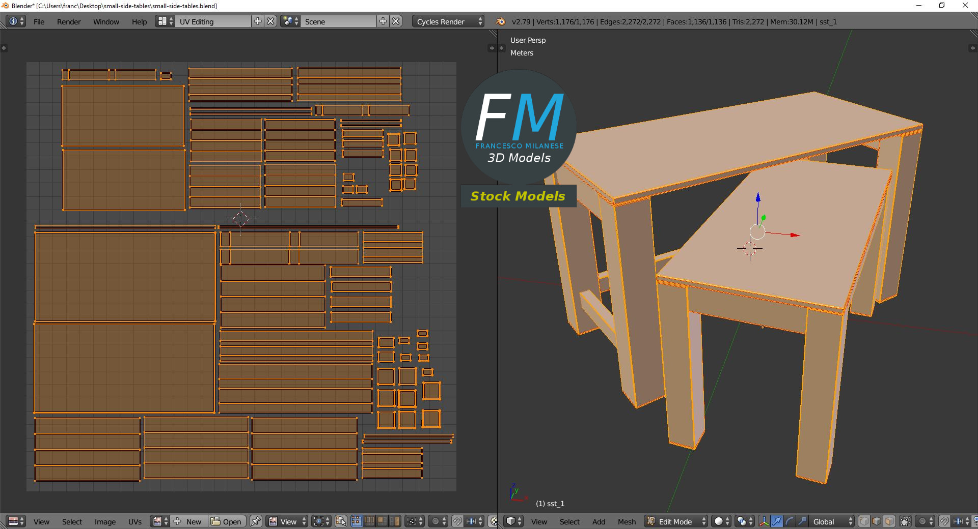 3D-Modell - Kleine Beistelltische - 10
