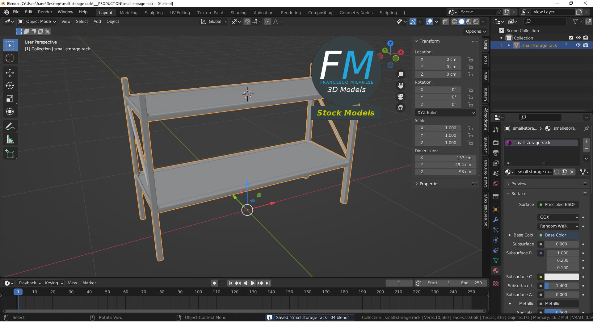 3D-Modell - Kleines Lagerregal - 09