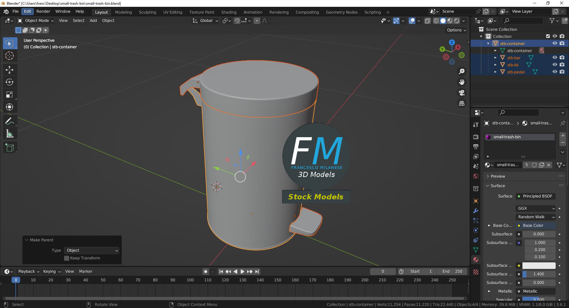 3D-Modell - Kleiner Treteimer - 09