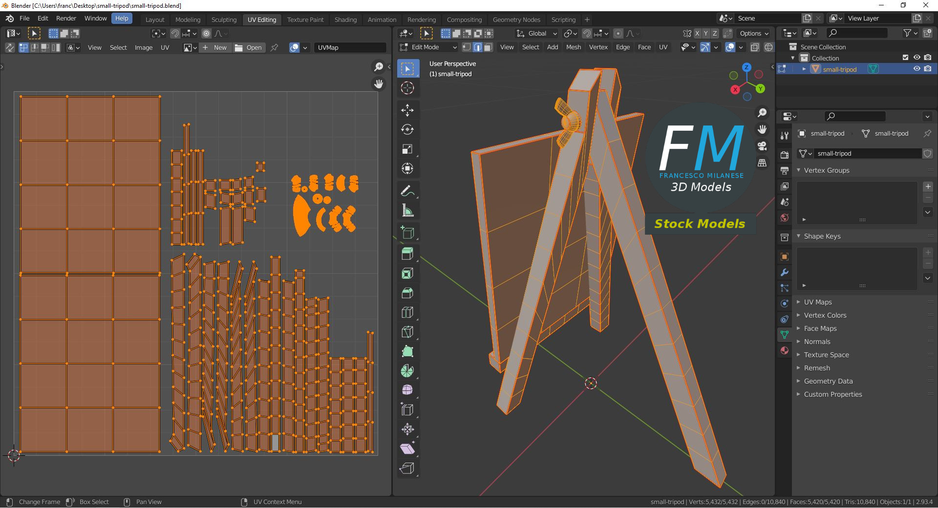 3D-Modell - Kleine Künstlerstaffelei - 10