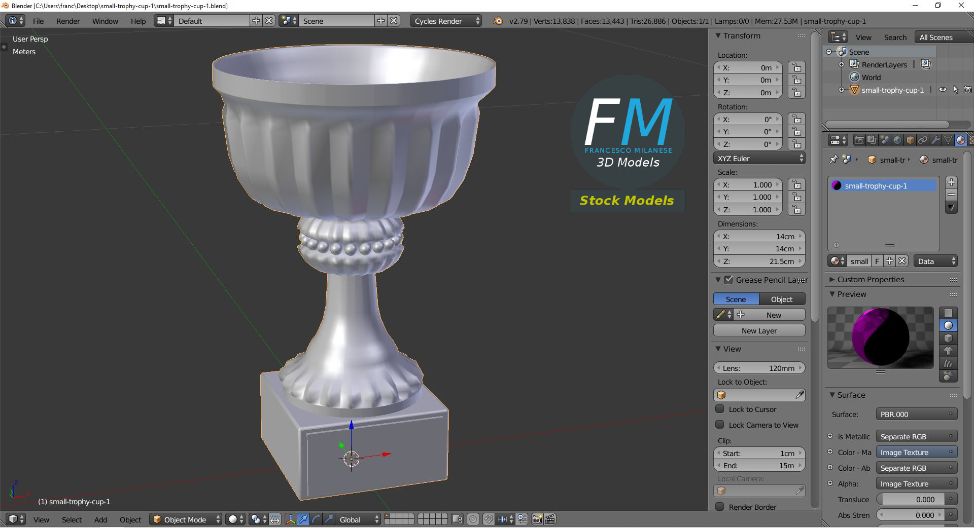 3D-Modell - Kleiner Trophäenpokal - 09