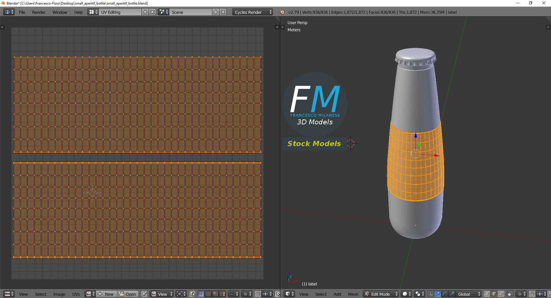 3D-Modell - Kleine Aperitifflasche - 10
