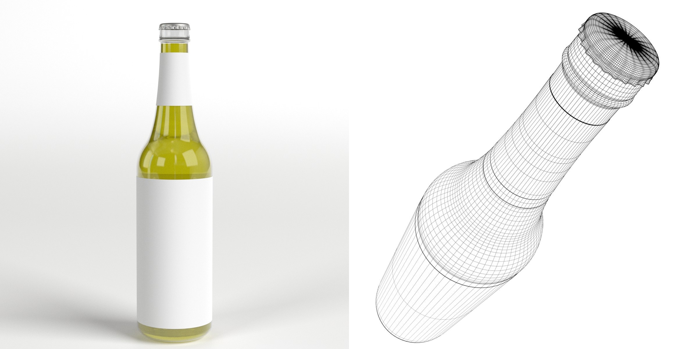 3D-Modell - Kleine Bierflasche