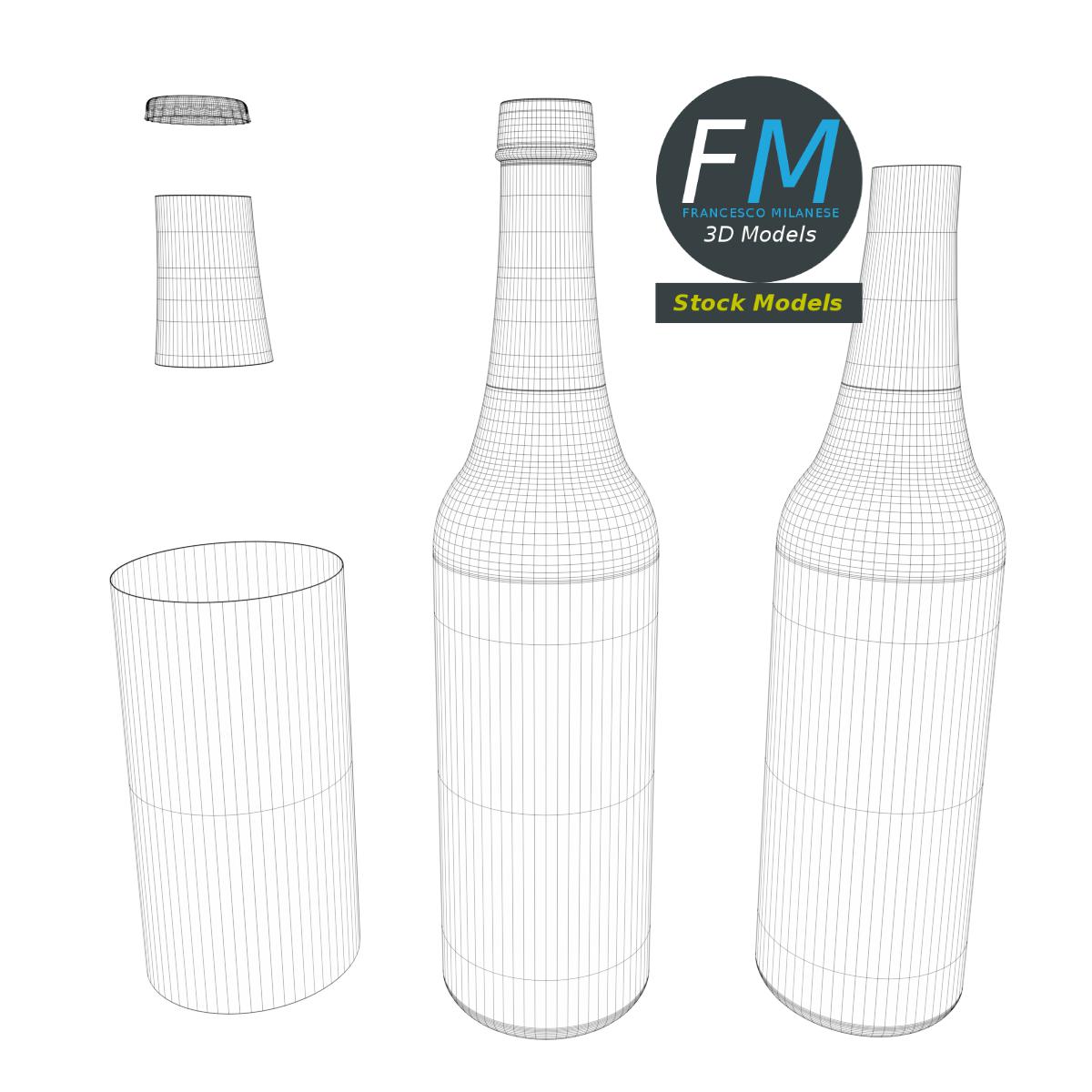 3D-Modell - Kleine Bierflasche - 08