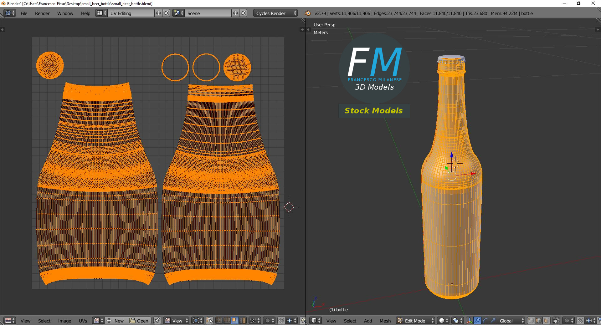 3D-Modell - Kleine Bierflasche - 10